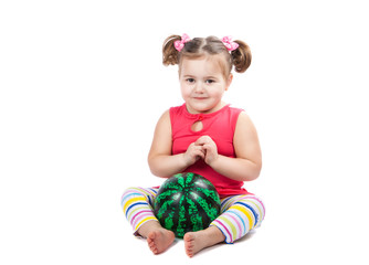 Fototapeta na wymiar little cheerful girl with a ball