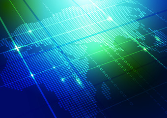 Abstract World Map & Technology Background