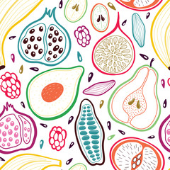 Fototapety  Fruits seamless pattern