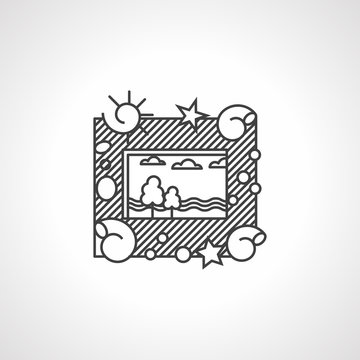 Black line vector icon for picture frame