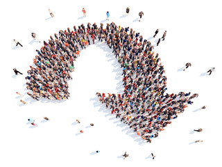 People in the form of arrows.