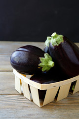 Organic eggplant in a box