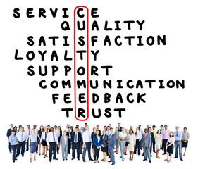 Customer Service Quality Satisfaction Crossword Puzzle Concept