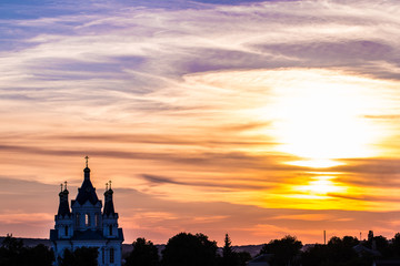 Fototapeta na wymiar sky sunset church