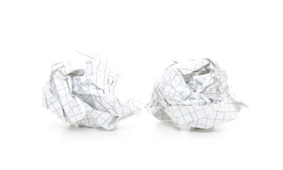 Crumbled-up paper. All on white background