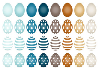Easter Eggs Pattern Dots/Stripes/Butterflies Retro