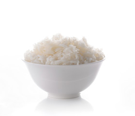 bowl full of rice on white background