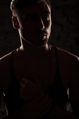 Obraz premium silhouette of a man on a black background