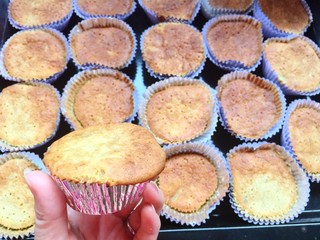 banana cup cake on tray ready to eat. 