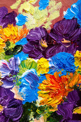 Fototapeta na wymiar Abstract background. Oil painting - flowers