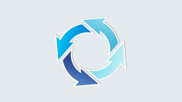 rorating circle arrows with different blue colors