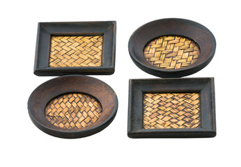 old bamboo coaster isolated