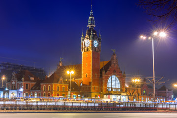 Fototapeta na wymiar Main railway station in the city center of Gdansk, Poland