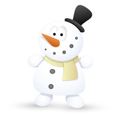 Very Cute Snowman - Christmas Vector Illustration