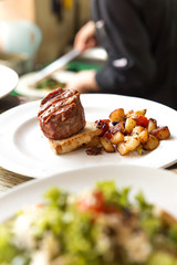 Pork meatball with grilled potato