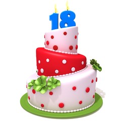 Birthday cake with number eighteen