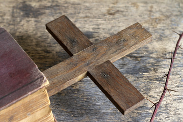 Cross and bible abstract religion concept