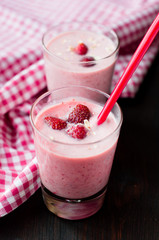 fresh homemade smoothie with strawberry and banana