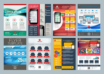 Set of abstract vector business flyer brochure design template