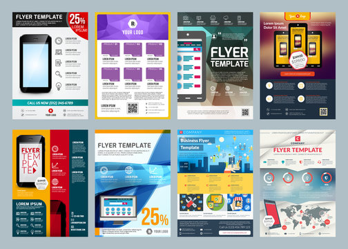 Set of abstract vector business flyer brochure design template