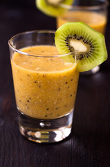 fresh homemade smoothie with kiwi and banana