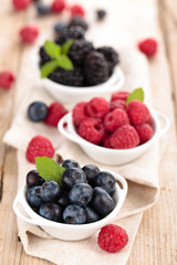Fresh berries in bowls.