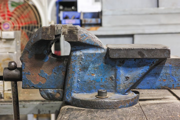 Old rusty industrial vice