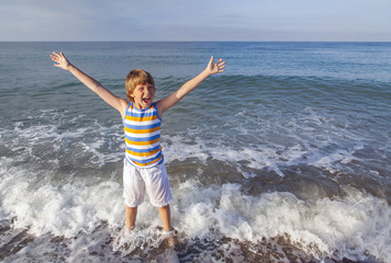 boy enjoys the sea