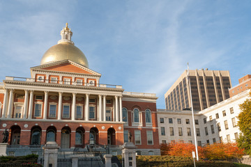 Massachusetts State house on Beacon Hill, downtown Boston