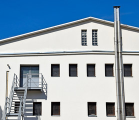 Facade of an old warehouse building