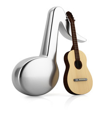 Naklejka premium Music note and guitar