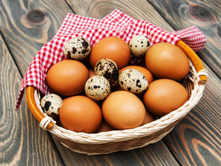 different types of eggs in a basket