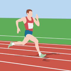 Obraz premium Athlete on running race, silhouettes. Vector illustration.