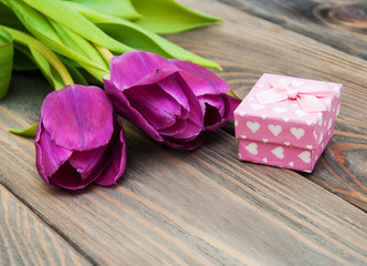 Tulips with gift box