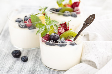 Fresh yogurt with berries.