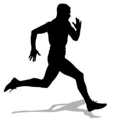 Athlete on running race, silhouettes.