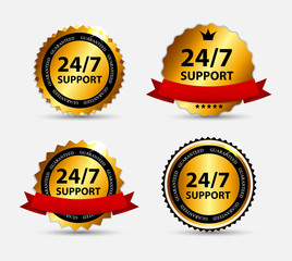 Vector 24/7 SUPPORT Sign, Label Template