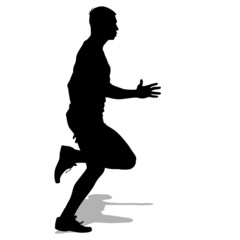 Athlete on running race, silhouettes.