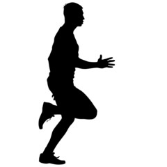Athlete on running race, silhouettes.