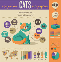 Cat infographics with vector icons set