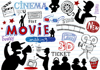 Movie-making, doodle set
