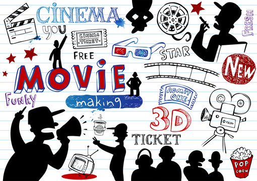 Movie-making, doodle set