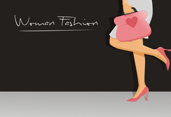 Woman fashion high heels bag vector logo illustration