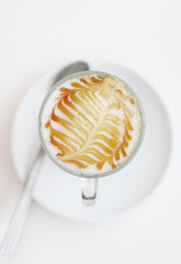 coffee latte in glass cup