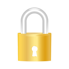 Brass padlock icon. Vector illustration