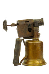 Old blowtorch on a white background