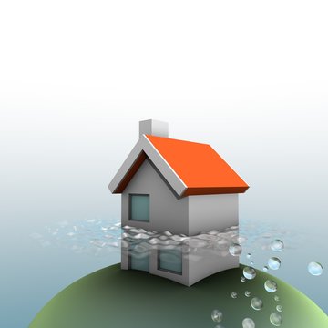 Huis fundering onder water - dak boven water
