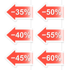 Arrow discount labels. Part two. Vector illustration