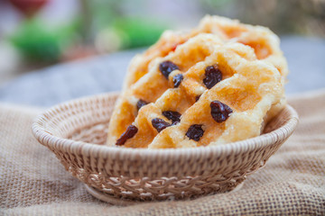 Waffle with raisins