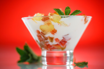 sweet tasty yogurt and jelly